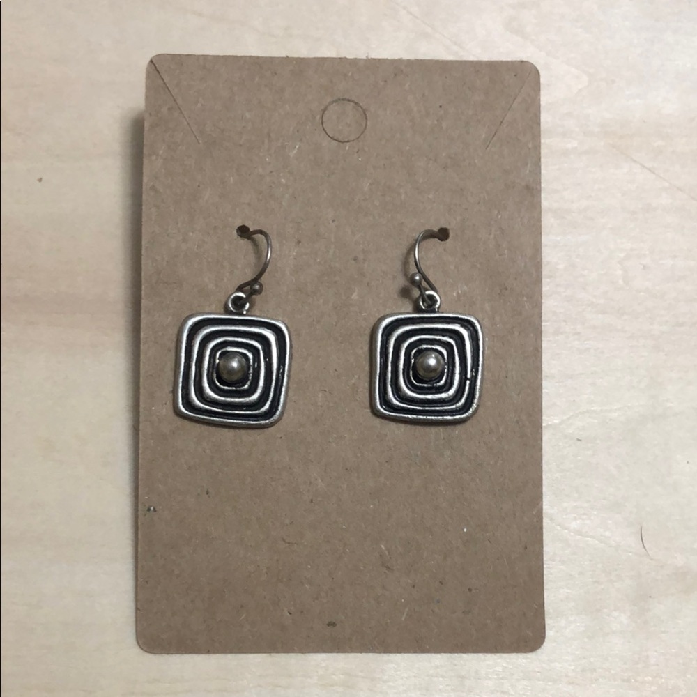 Silver Square Dangle Earrings